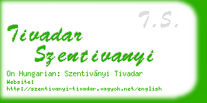 tivadar szentivanyi business card